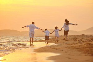 Family on beach